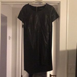 Black leather panel mini dress size S